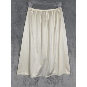 Vintage Vanity Fair Half Slip Skirt Womens Medium Cream Nylon Lace Trim 24" Inch